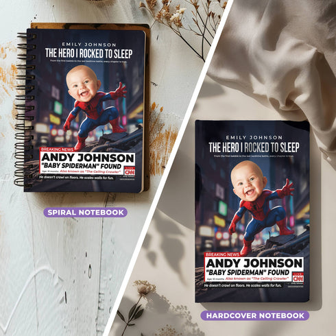 Personalized Baby Spiderman Notebook – Custom Superhero Journal with Baby Photo & Name